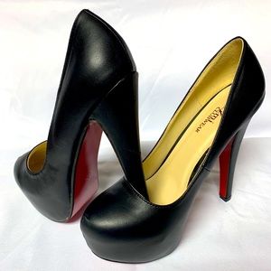 Ami Clubwear Black Platform Heels with Red Bottom
